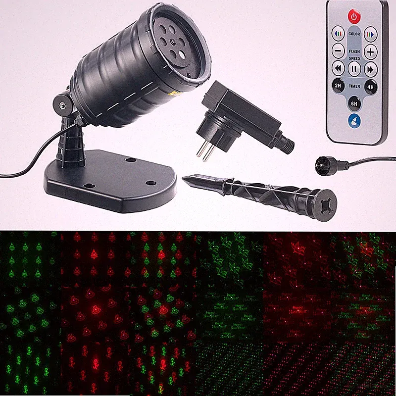 Lunartec Motiv-Laser-Projektor mit 6 Muster, Timer, Fernbedienung, IP65