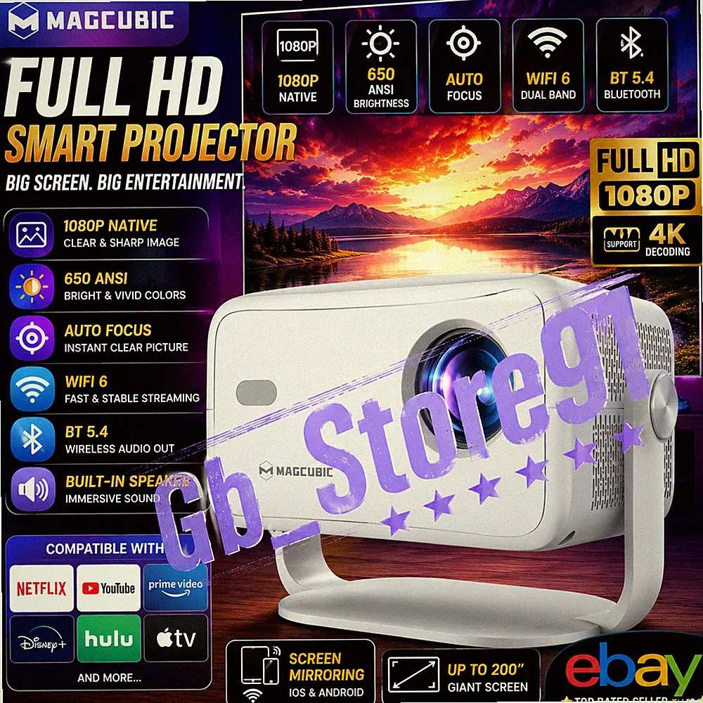 Magcubic 4K L018, 360° Beamer 650ANSI, 1080P, Autofokus, tragbar, WiFi6