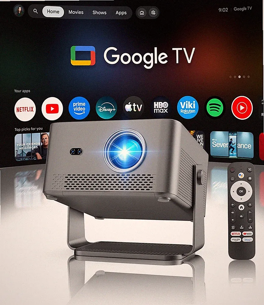Magcubic Beamer 4K Bundle Mit Google TV Stick, 1080P Native 800 ANSI Projektor M