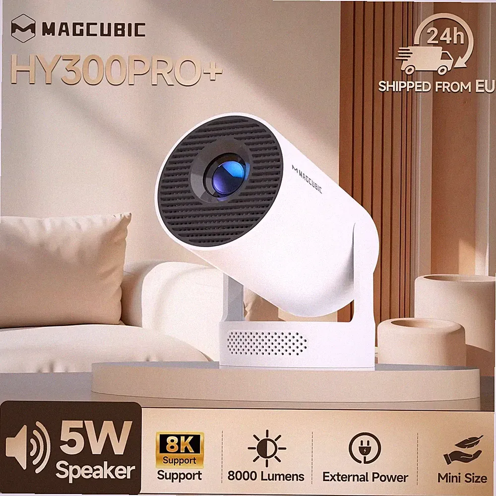 Magcubic HY300 Pro+ 8K Android 14 Tragbarer Projektor 8000 Lumen WiFi 6 BT5.4 Ou