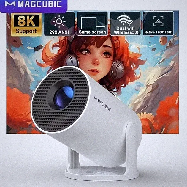 Magcubic HY300 Pro Beamer 8K 1080P WiFi6 Android 14 290 ANSI Heimkino