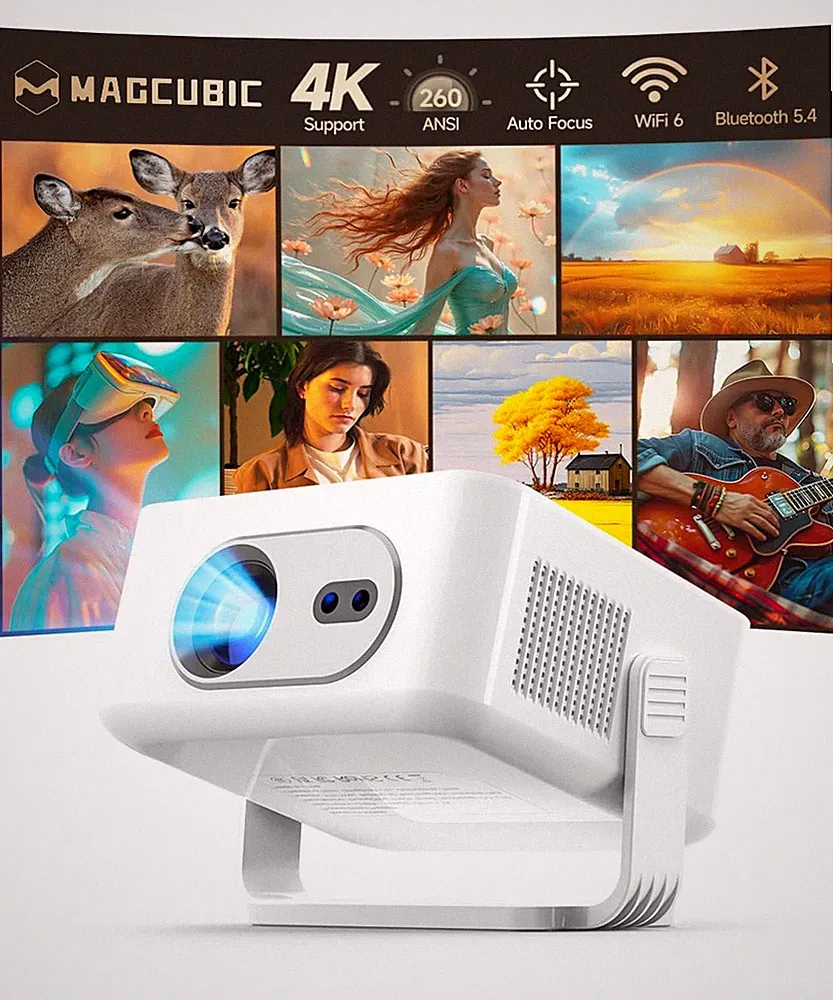 Magcubic HY300MAX Mini Beamer 4K Tragbar mit Wi-Fi 6 und Bluetooth 5.4, 260