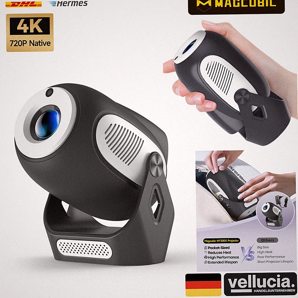 🐼 Magcubic HY300X PANDA Beamer 720P Nativ 4K Android 11 WiFi6 BT5 E-Fokus