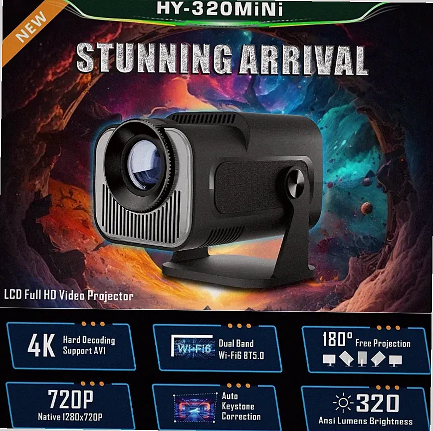Magcubic HY320 Mini Tragbarer Auto Keystone Projektor, Natvie 4k Heimkino