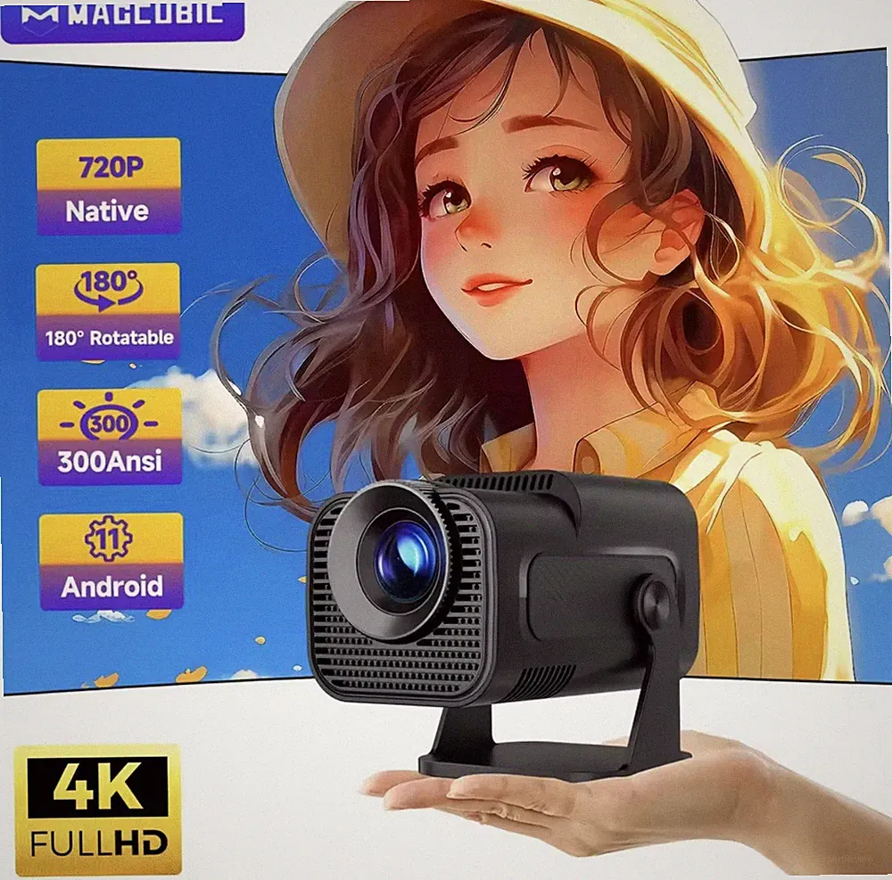 Magcubic HY320 Pro Newly Native 720P Android 11 4K Projektor Cenima 180° drehbar