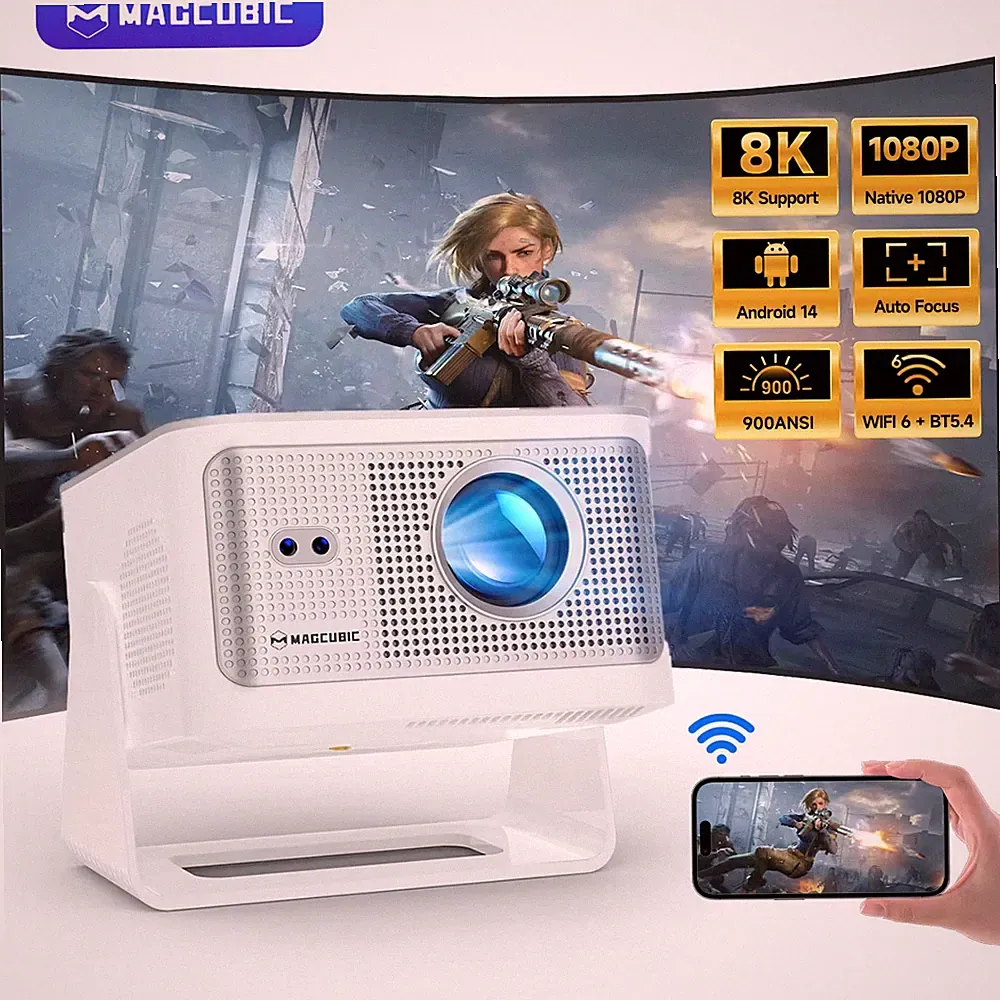 Magcubic HY350 Max Android 14 900ANSI Beamer 8K 1080P Auto Foxus Wifi HDMI