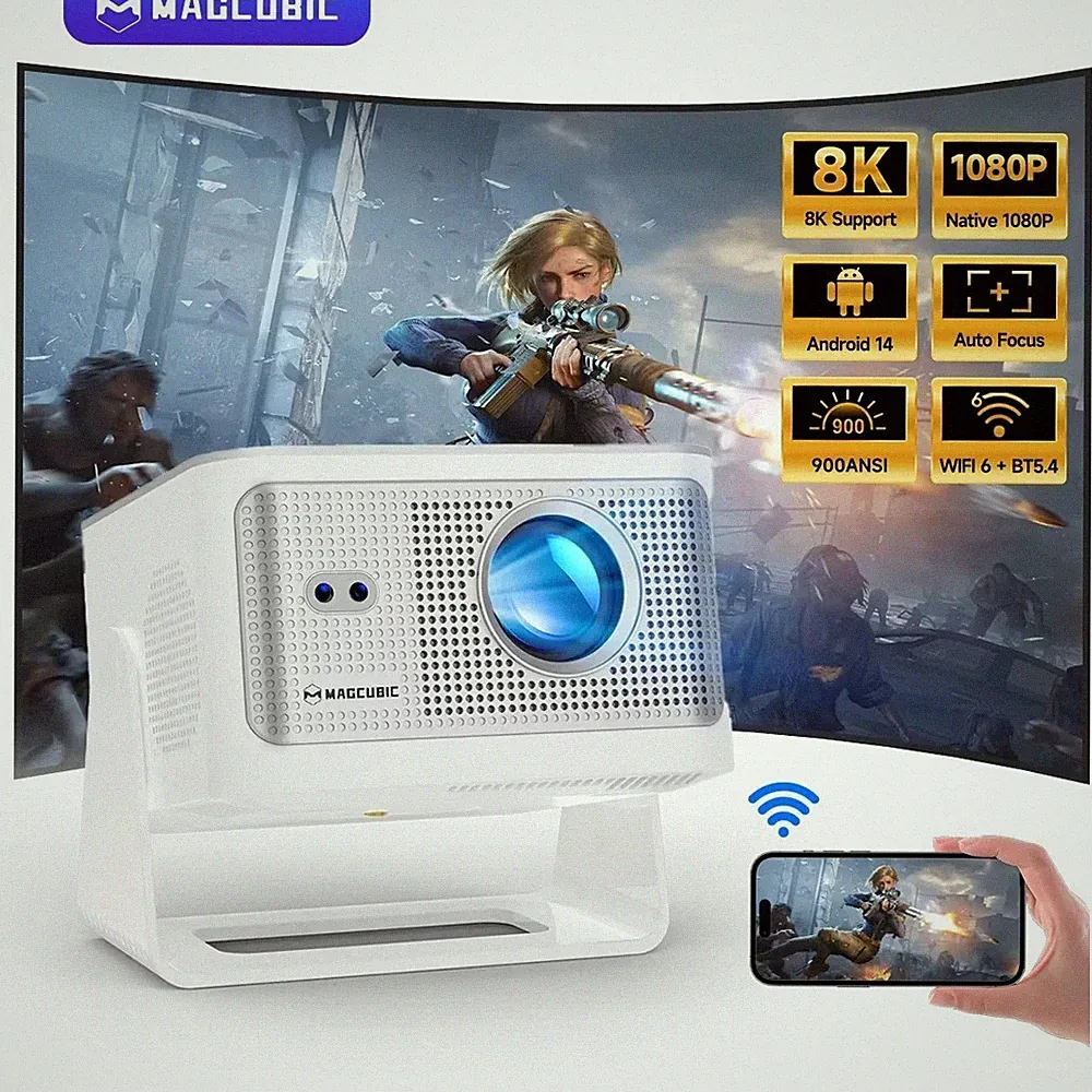 Magcubic HY350Max 900ANSI Android 14 Autofokus 8K 1080P Projektor WiFi6 BT5.4