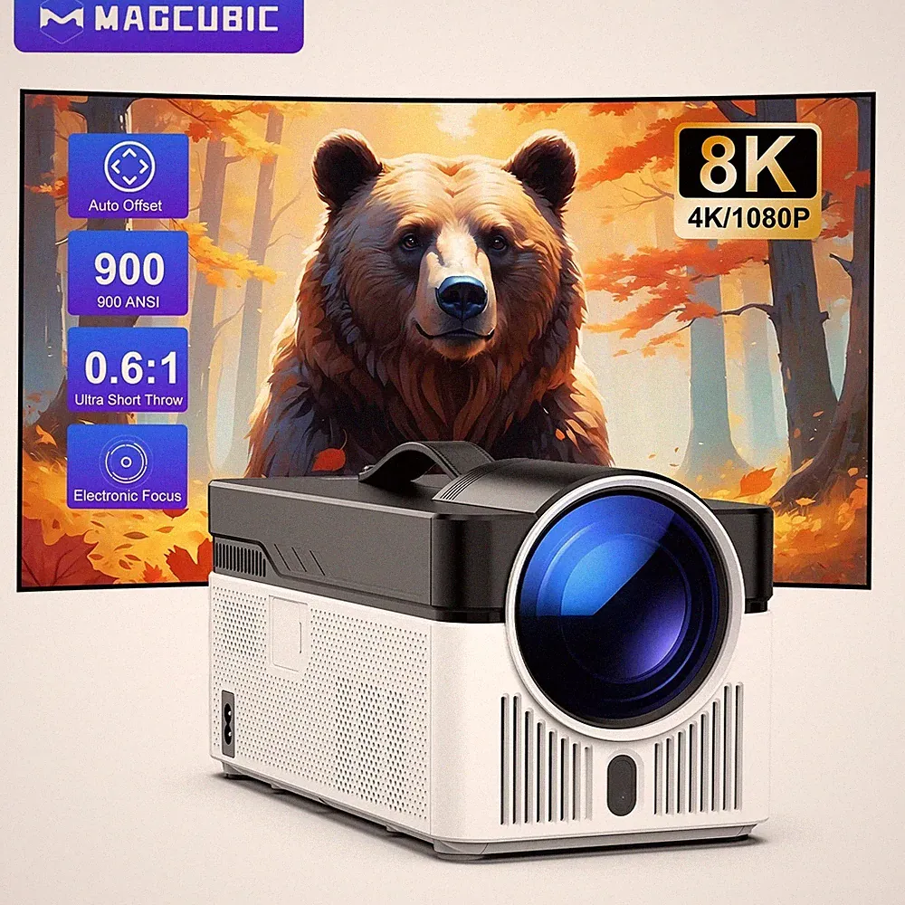 Magcubic HY450 Ultra Short Throw 1080P 8K Projektor WiFi6 BT5.4 Sprachsteuerung