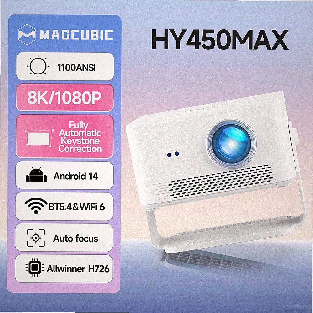 Magcubic HY450MAX Beamer 1100 ANSI 8K Android 14 WLAN Bluetooth Autofokus