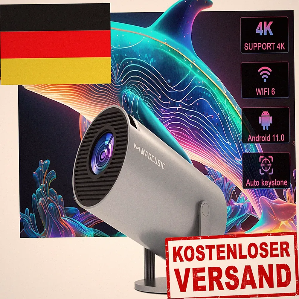 Magcubic Mini Beamer 4K 200 ANSI Smart Projektor mit WiFi6 130 Zoll Bildschirm