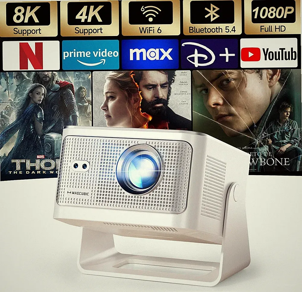 Magcubic Mini Beamer 4K & 8K 1080P Unterstützt, Projektor Tragbarer Mit Wifi 6 B