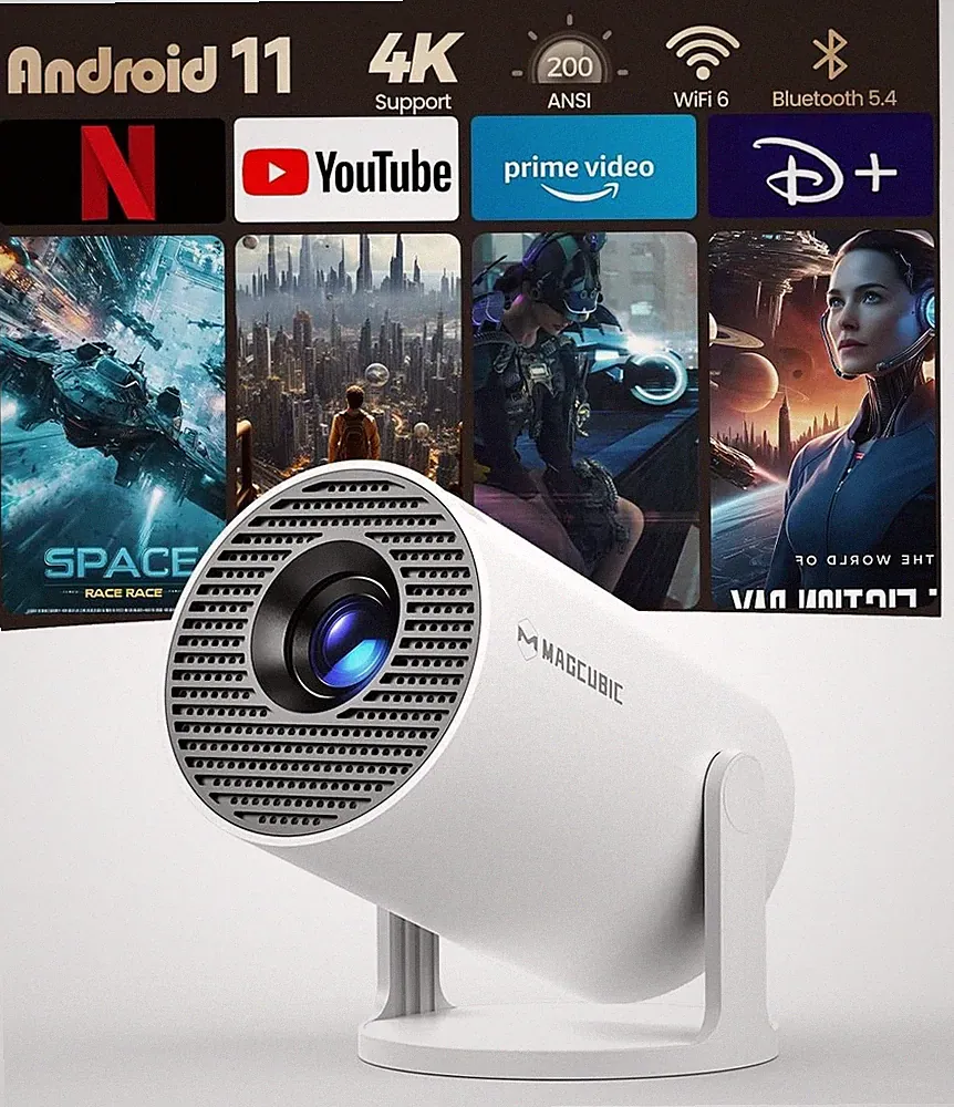 Magcubic Mini Beamer 4K Unterstützt, Smart Projector 5G WiFi 6 BT 5.4, Mini