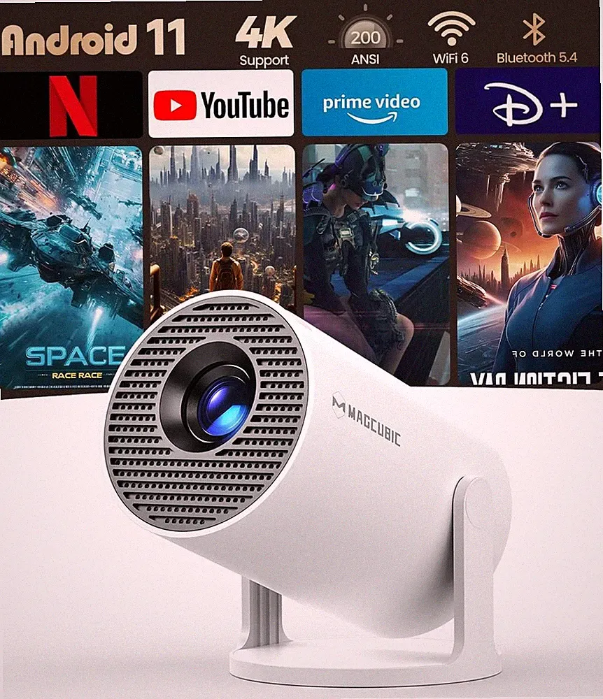 Magcubic Mini Beamer 4K Unterstützt, Smart Projector 5G Wifi 6 BT 5.4, Mini Proj