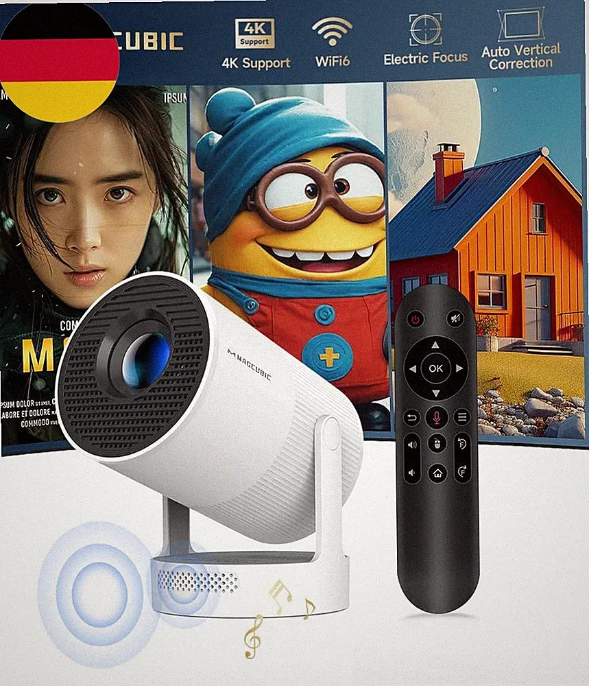 Magcubic Mini Beamer 4K Unterstützt, Smart Projector Elektrisch Fokus Wifi 6 BT