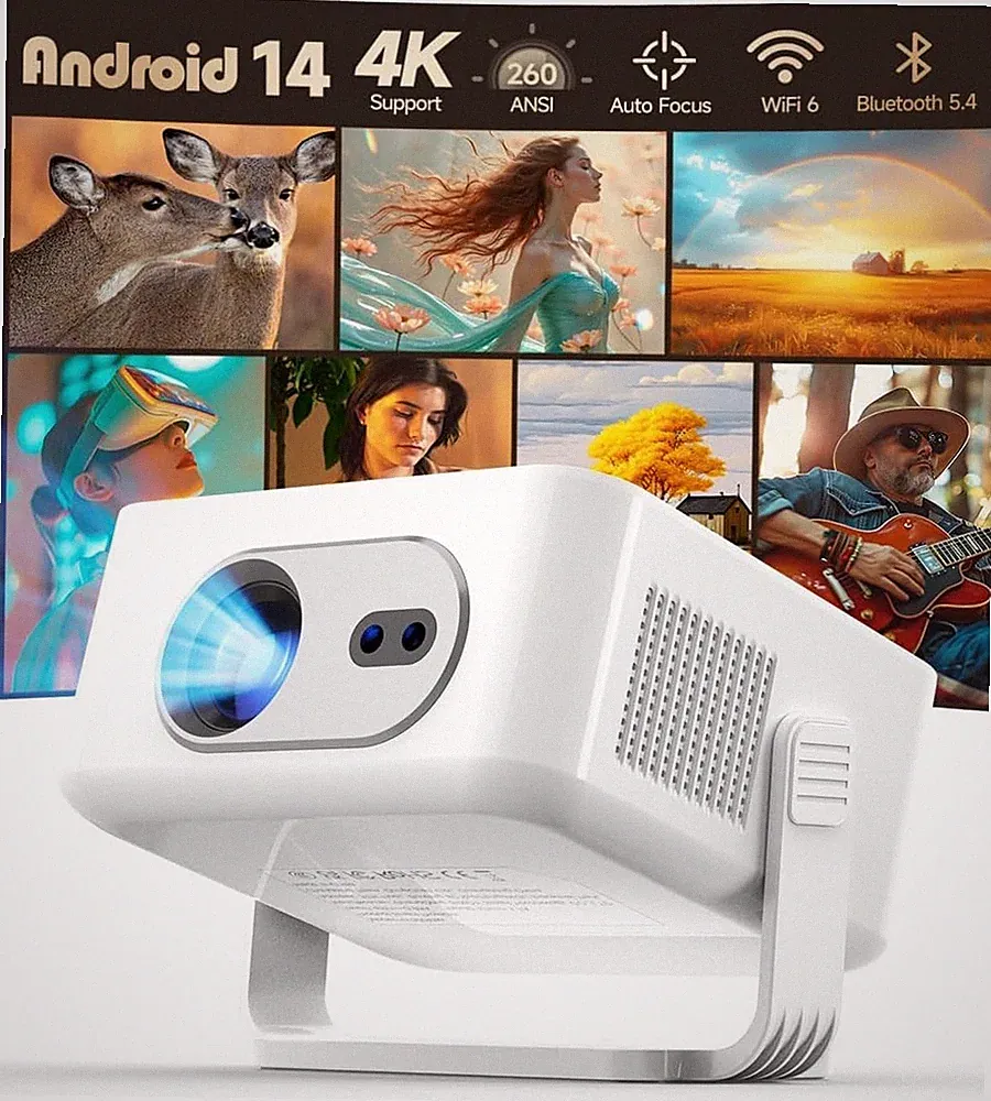 Magcubic Mini Beamer Heimkino 4K Android 14 mit Dualband WiFi 6 260 ANSI
