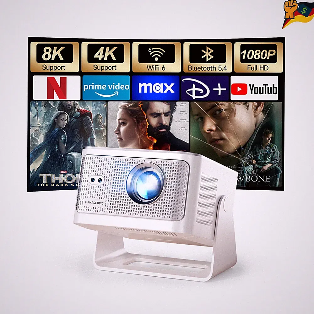 Magcubic Mini Beamer HY350MAX 4K 8K 1080P 600 Lumen Weiß drehbar mit WiFi 6