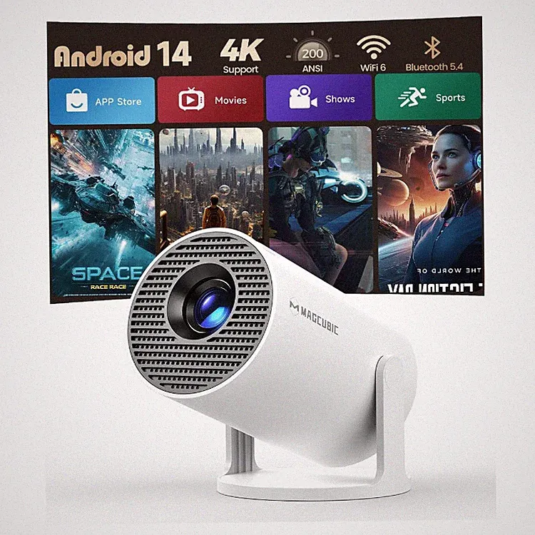 Magcubic Mini Beamer Projektor 4K Tragbar mit BT 5,4 und WiFi 6 1280x720 Weiß