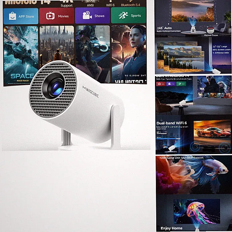Magcubic Mini Beamer Projektor 4K Tragbar WiFi 6 BT 5.4 1280x720 200 lm Weiß