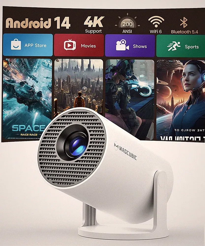 Magcubic Mini Beamer Projektor 4K Tragbarer Smart Projektor 200 ANSI Lumen Weiß