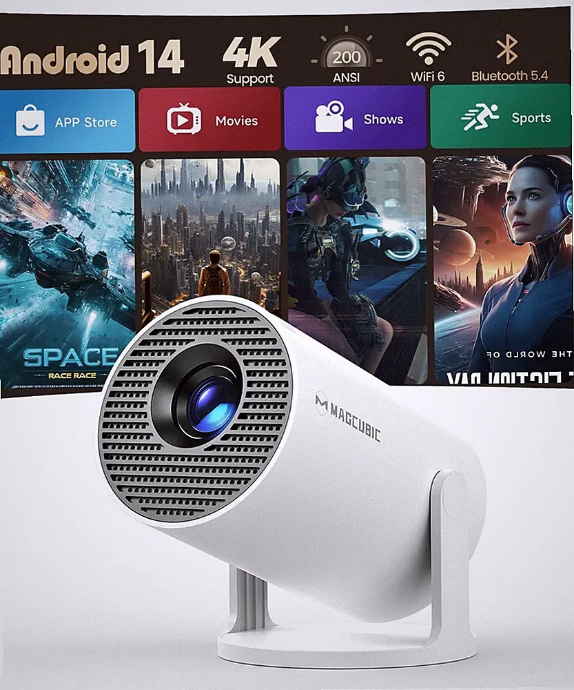 Magcubic Mini Beamer Projektor 4K Unterstützt Android 14, WiFi 6 BT 5.4