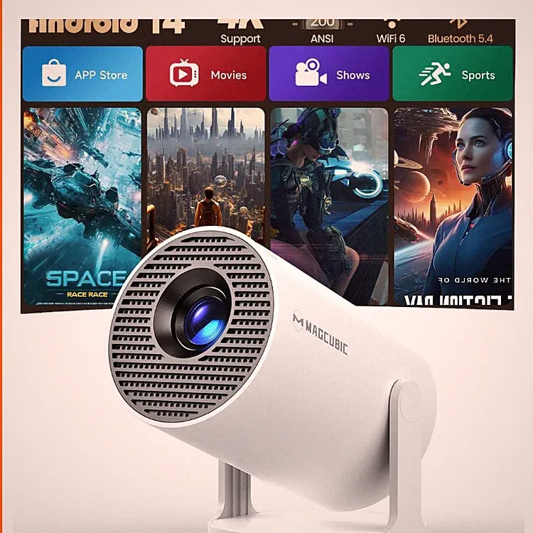 Magcubic Mini Projektor 4K Tragbar mit WiFi 6, BT 5, 1280x720, 200 ANSI Lumen