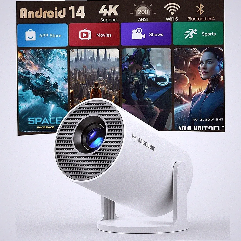 Magcubic Mini Projektor 720P 200 Zoll 4K HDMI WiFi 6 BT 5 Tragbar 94.8x156.7 mm