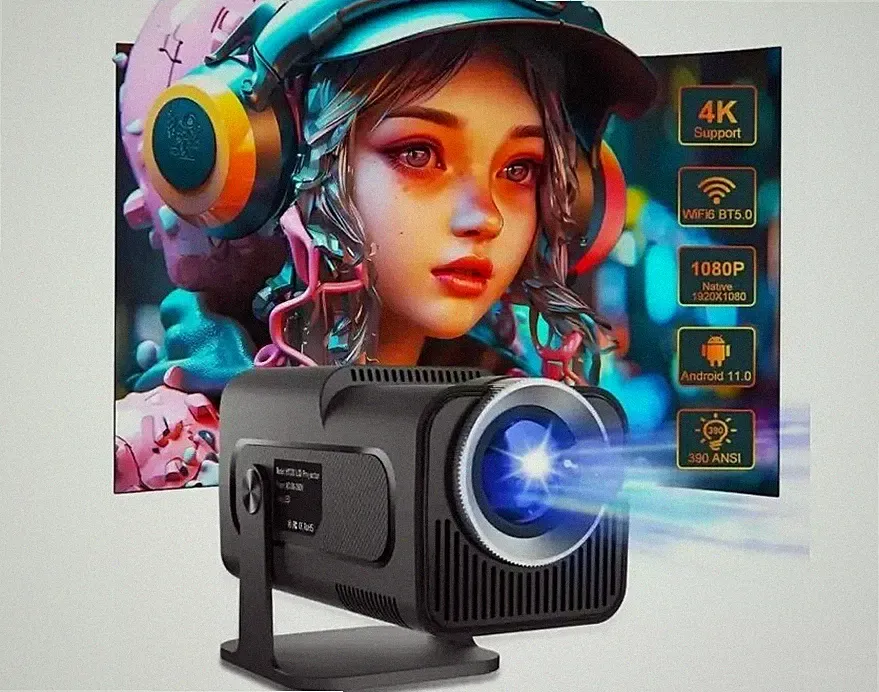 Magcubic Neu HY320 Mini Tragbarer Auto Keystone Projektor, Schwarz