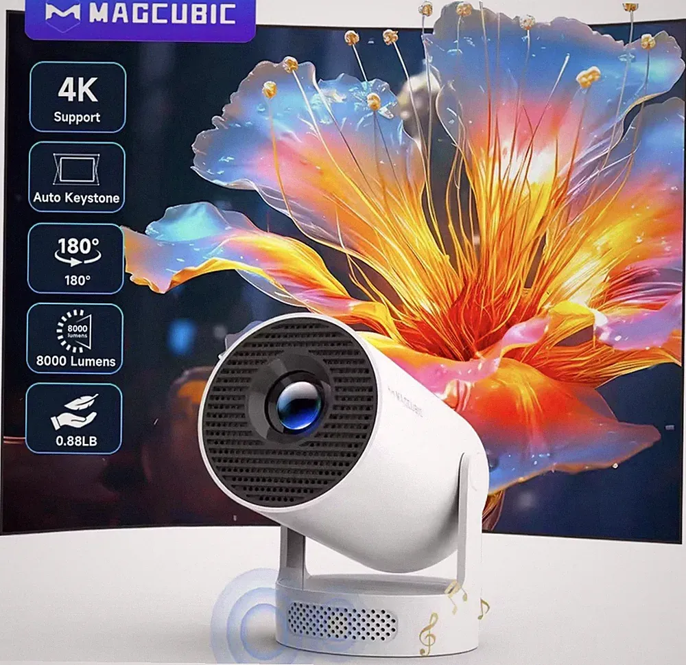 Magcubic-Projektor Android 11 4K 1280 * 720P + Dual Wifi- Weiß