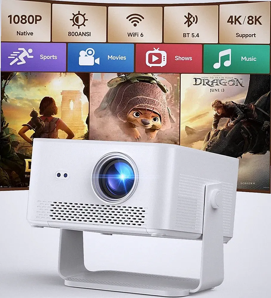 Magcubic Smart Beamer HY450MAX 4K Unterstützung 800 ANSI Lumen Helles Weiß 1080P
