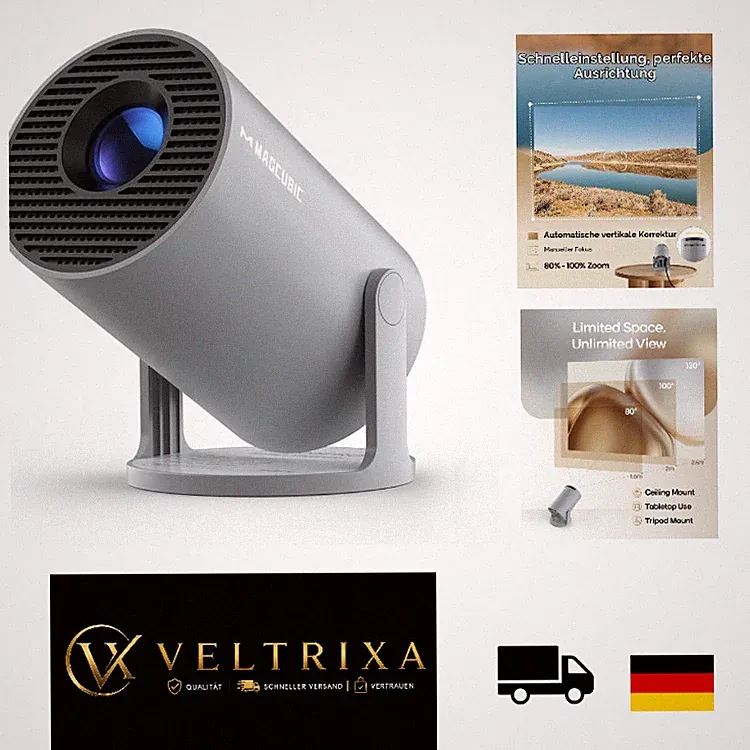 Magcubic Tragbarer Beamer Mini 4K Projektor mit WiFi6, BT 5.4, 130 Zoll, 200