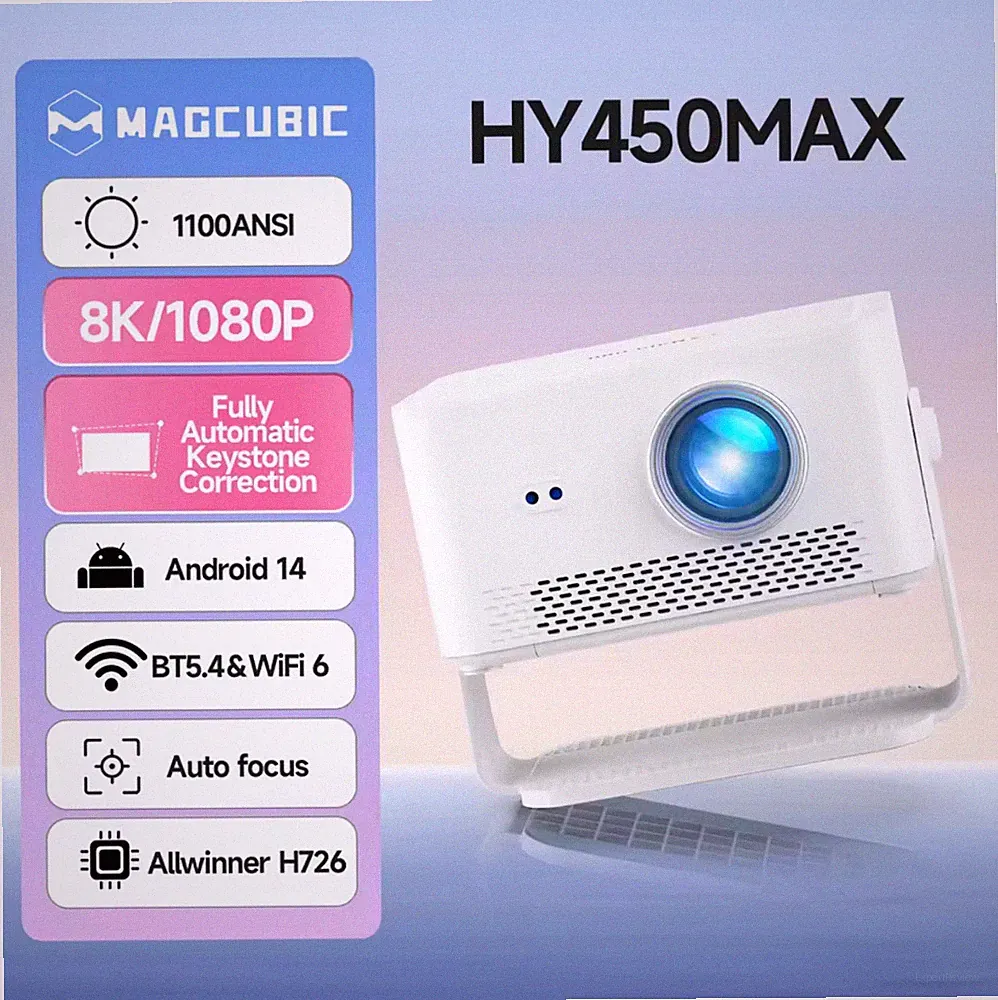 Magcubic Tragbarer Projektor Beamer HY450 Max Android 14 1080p FullHD WiFi 6 BT5