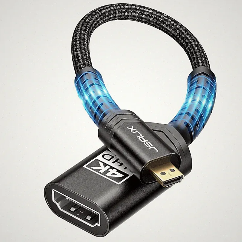 Micro HDMI auf HDMI Adapter 4K 60Hz HDR 18Gbps Schwarz für Raspberry Pi Kameras