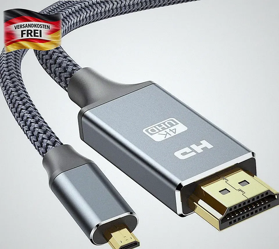 Micro HDMI Kabel 5M Ultra HD 4K 3D Ethernet für HD-TV Camcorder Projektor