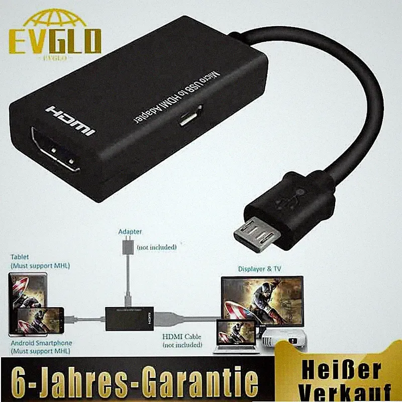 Micro USB MHL auf HDMI Adapter für Smartphone/Tablet/TV/Beamer Unterstützt MHL