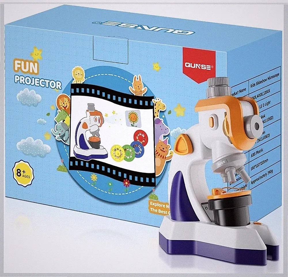 Mikroskop für Kinder Science Kit Spielzeug: 100X-1200X Multifunktionsprojektor