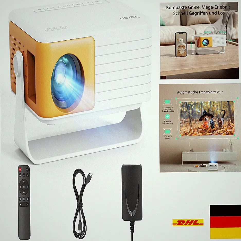 Mini Beamer 1080P 15000L Tragbar Projektor für Heimkino Unterhaltung 50x Zoom