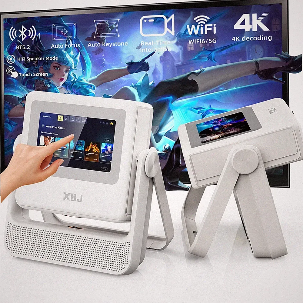 Mini Beamer 1080P/4K WiFi 6 BT5.2 Touchscreen Autofokus 1080P Tragbar