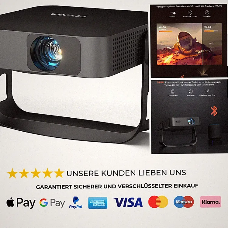 Mini Beamer 1080P Full HD 500ANSI WiFi6 Bluetooth 4K Proj