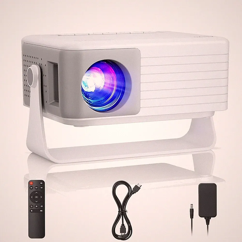 Mini Beamer 1080P, Portable, Auto Keystone, 15000L, Compatible with Smartphone