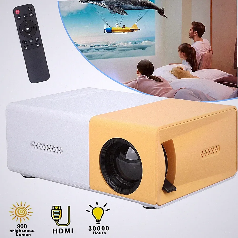 Mini Beamer 1080P Tragbarer Outdoor Projektor Filmprojektor mit Fernbedienung