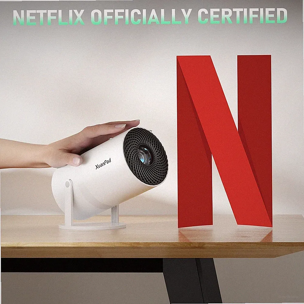 Mini Beamer 1080P WiFi Bluetooth Netflix Unterstützung 16000L Drehbarer Ständer