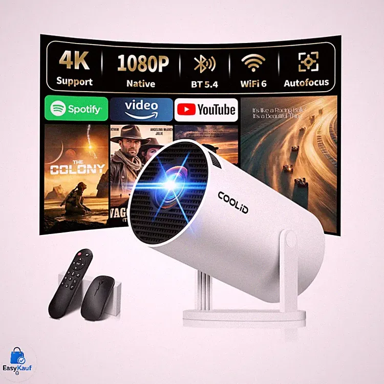 Mini Beamer 4K 1080p 5G WiFi 6 Bluetooth 5.4 Tragbarer Projektor für HDMI TV