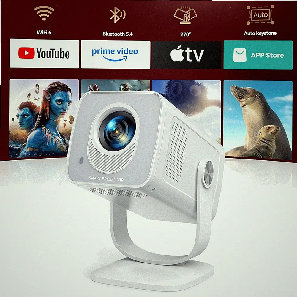 Mini Beamer 4K 1080P Compact Projector WiFi Bluetooth 5.4 HDMI USB