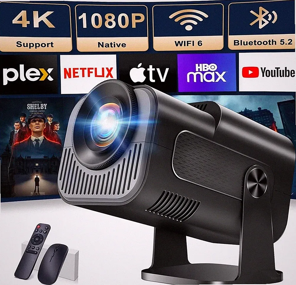 Mini Beamer 4K, 1080P Full HD Beamer Video Tragbarer Projektor Unterstützung