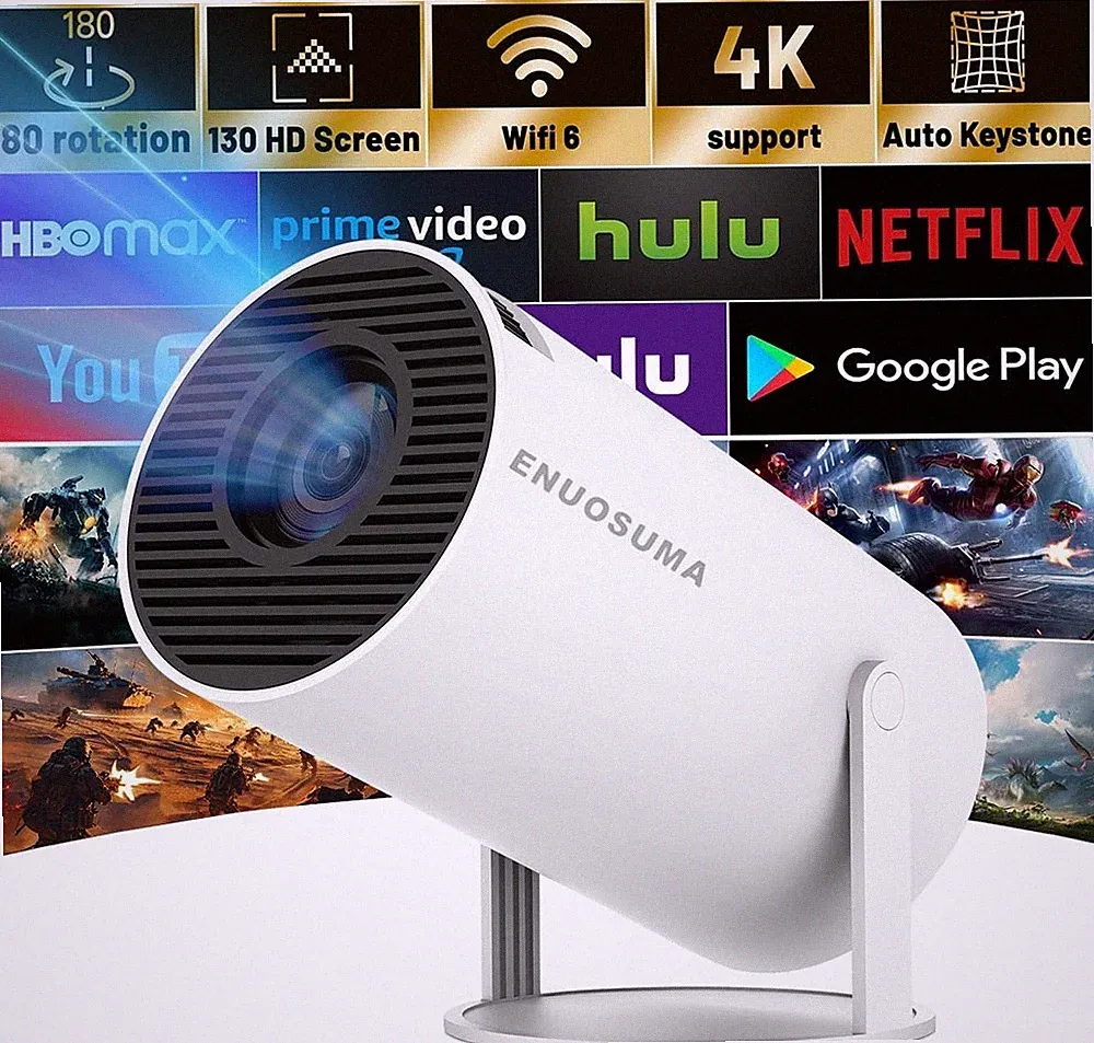 Mini Beamer 4K 1080P Tragbarer Videoprojektor Dual Band WIFI6 5G Bluetooth