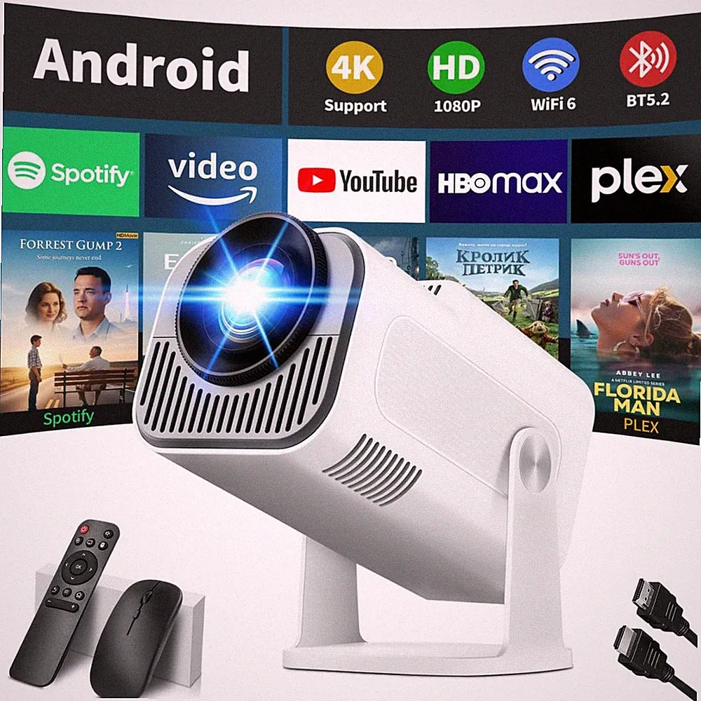 Mini Beamer 4K 1080P WiFi 6 Bluetooth Projektor tragbar Keystone für HDMI Laptop