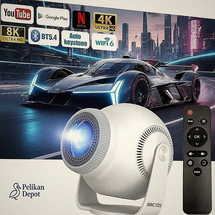 Mini Beamer 4K 8K 1080P Android 14 WiFi 6