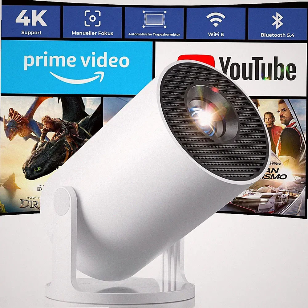 Mini Beamer 4K Android 14 WiFi 6 Bluetooth 5.4 HY300PRO+
