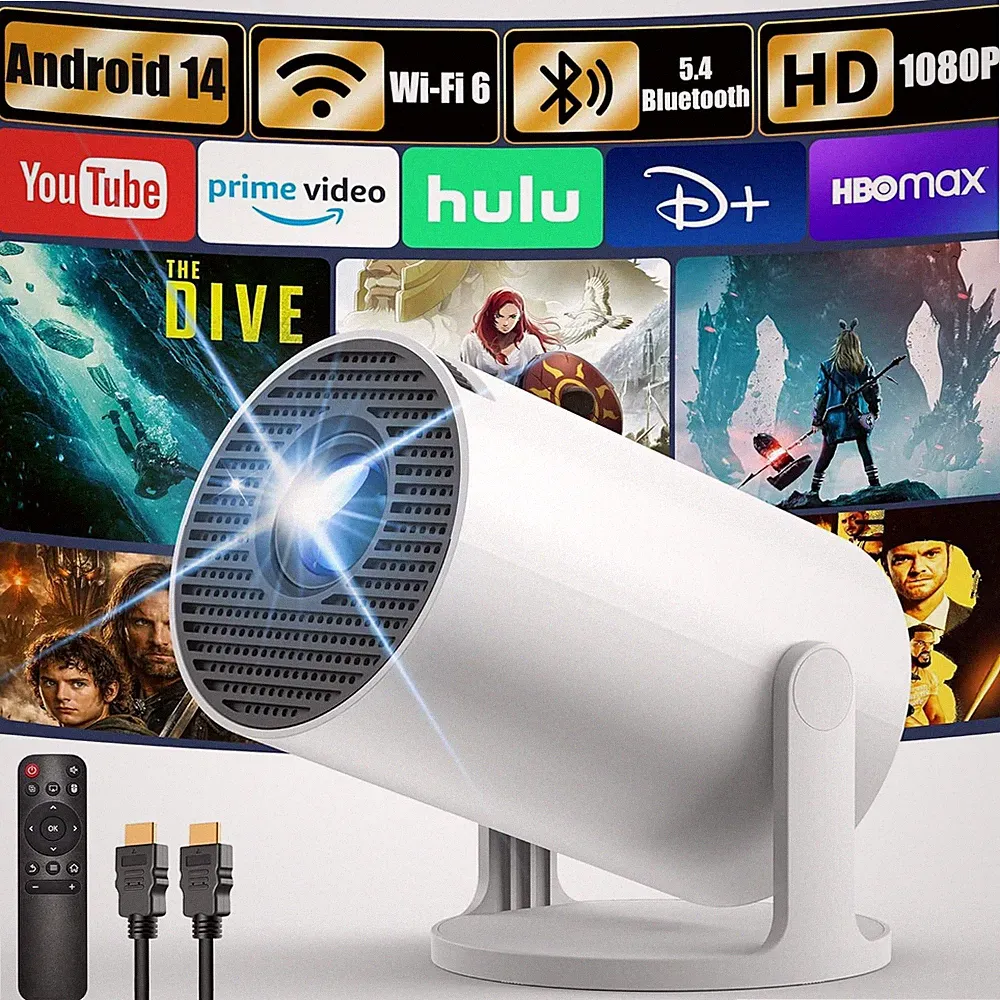 Mini Beamer 4K Android WLAN Bluetooth Projektor 1080P Heimkino tragbar mobil HD