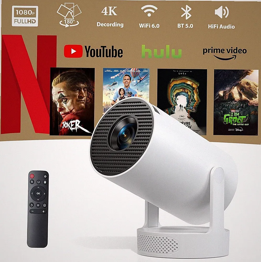 Mini Beamer 4K Decoding Full HD 1080P 20000 Lumen Wi-Fi 6 & Bluetooth 5.0